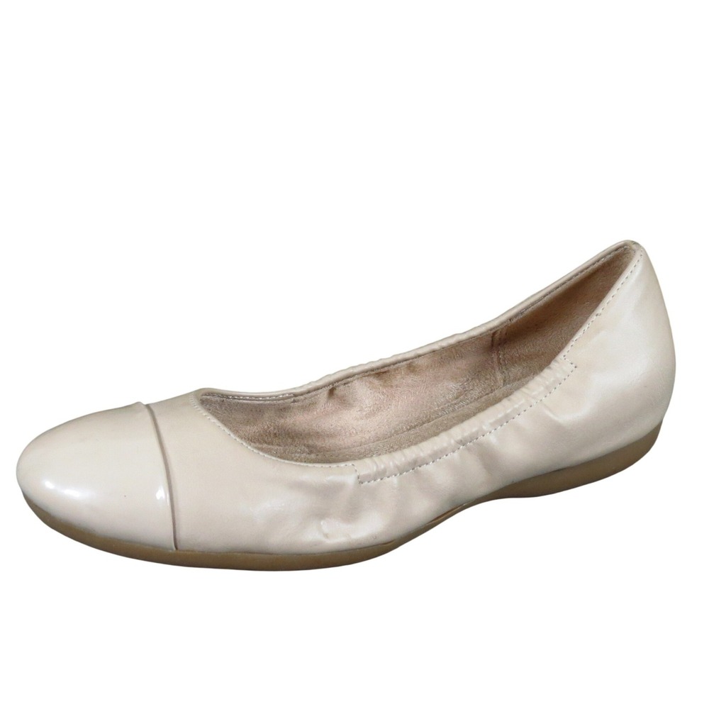 Naturalizer Campo Women Flat Sz 5 Medium Casual Work Beige Synthetic Patent Toe